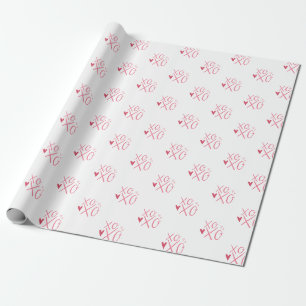 Papier Cadeau Cœurs roses "XOXO"Joyeuse Saint-Valentin 