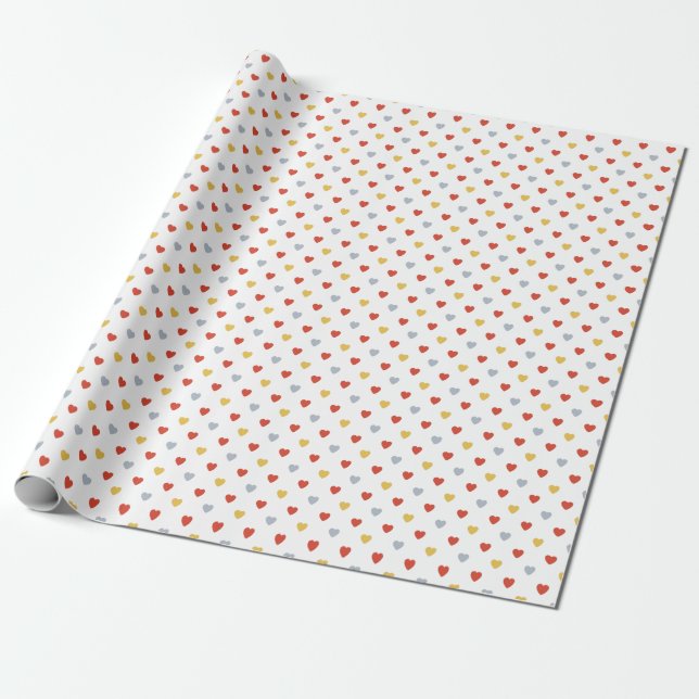 Papier Cadeau Coeurs Rouge Et Jaune (Déroulé)