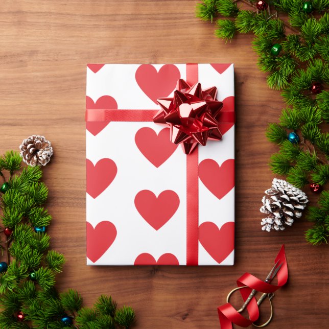 Papier Cadeau Coeurs rouges (Cadeau de vacances)
