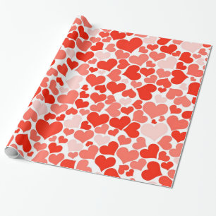 Papier Cadeau Cœurs Rouges Amour Romantique Anniversaire Mignon