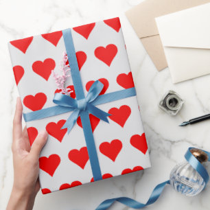 Papier Cadeau Coeurs rouges amour simple minimal