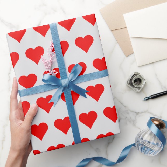 Papier Cadeau Coeurs rouges amour simple minimal (Cadeaux)