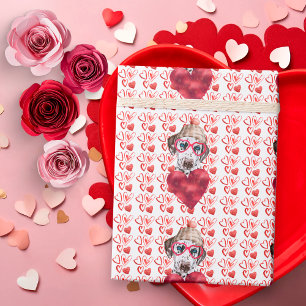 Papier Cadeau Cœurs Rouges Amoureux de Dalmatien Saint-Valentin