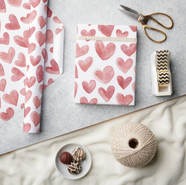 Papier Cadeau Cœurs Rouges Blancs (Artisanat)