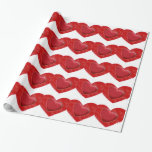 Papier Cadeau Coeurs rouges Gris Charme d'amour Papier d'envelop<br><div class="desc">Style vintage Retro Love Digital Artwork</div>