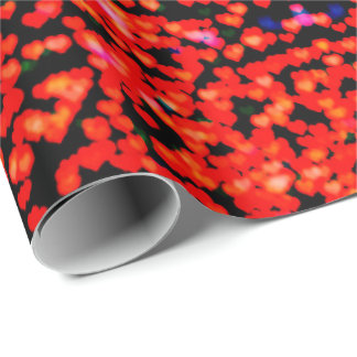Papier Cadeau Coeurs rouges mignons bokeh lumières de Noël festi