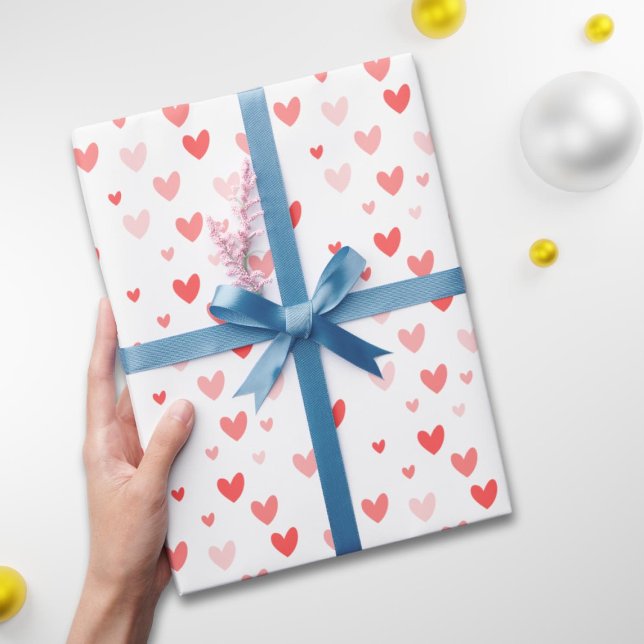 Papier Cadeau Coeurs rouges mignons Saint Valentin (Créateur téléchargé)