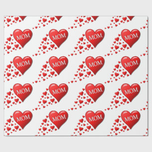 PAPIER CADEAU COEURS ROUGES POUR MOM