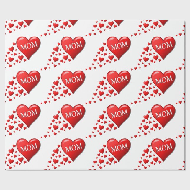 PAPIER CADEAU COEURS ROUGES POUR MOM (Couture)