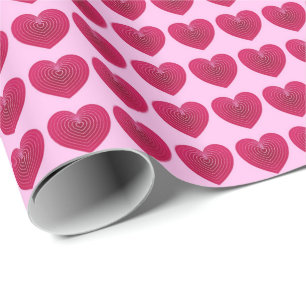 Papier Cadeau Coeurs rouges roses profondes sur un arrière - pla