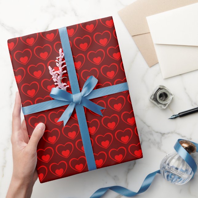 Papier Cadeau Coeurs rouges Simple Minimal (Cadeaux)