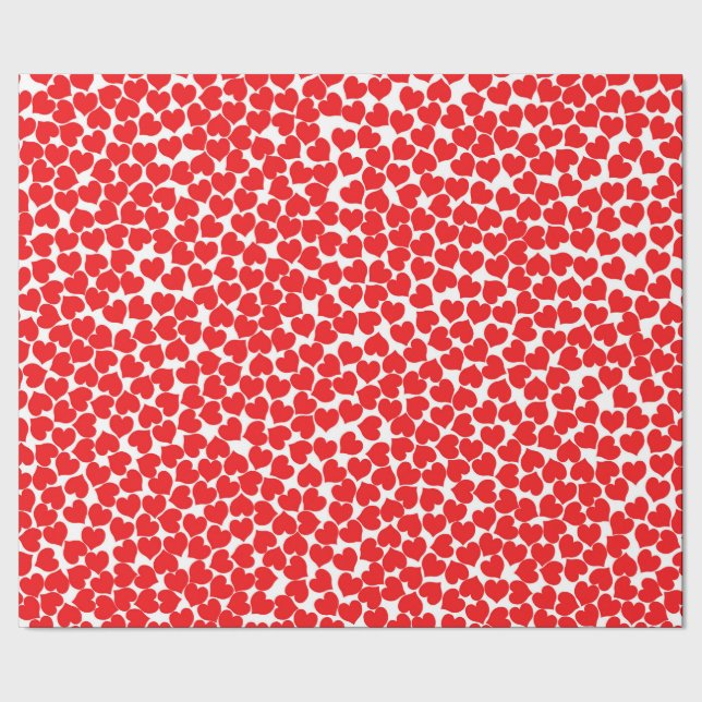 Papier Cadeau Coeurs rouges sur blanc (Couture)