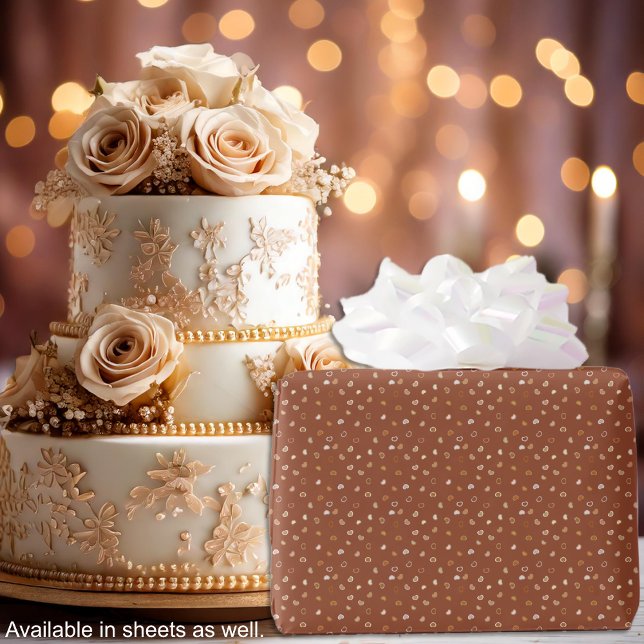 Papier Cadeau Cœurs-Run Rustique-Brun-Saint-Valentin pour lui ou (Hearts-2DarkRustic Brown-Valentine's for Him or Wedding Wrapping Paper-cake-by Leapfroglisics)