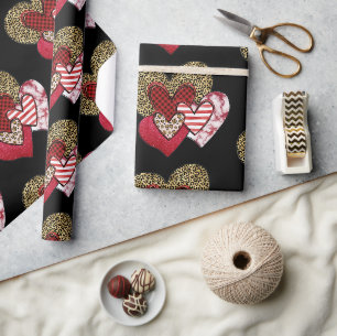 Papier Cadeau Cœurs sauvages multiples
