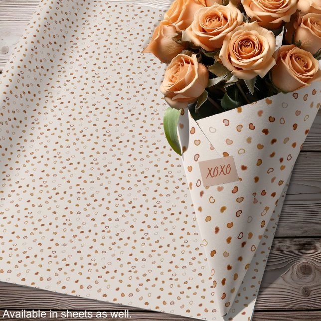 Papier Cadeau Coeurs - Terre rustique sur ciment blanc (Hearts - Earthtone rustic on white cement Wrapping Paper-roses-by Leapfroglisics Shop)