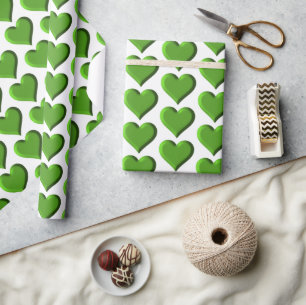 Papier Cadeau Coeurs verts