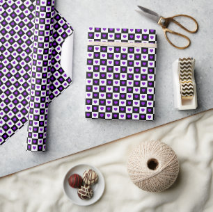 Papier Cadeau Cœurs violets battants en N&B