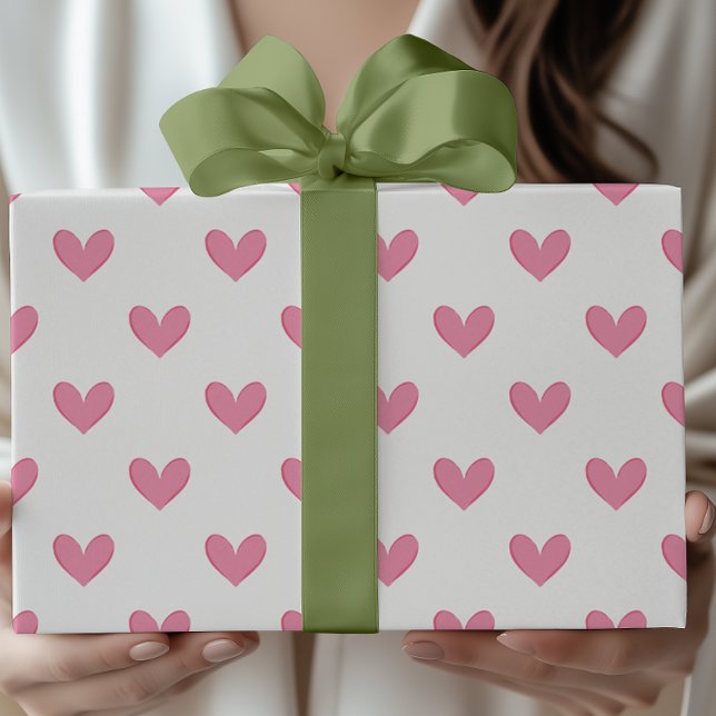 Papier Cadeau Coeurs Whimsical Rose (Créateur téléchargé)