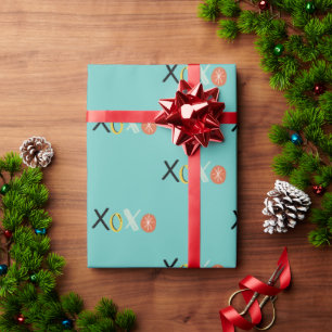 Papier Cadeau Cœurs "XOXO" Cool de la Saint-Valentin Vert menthe