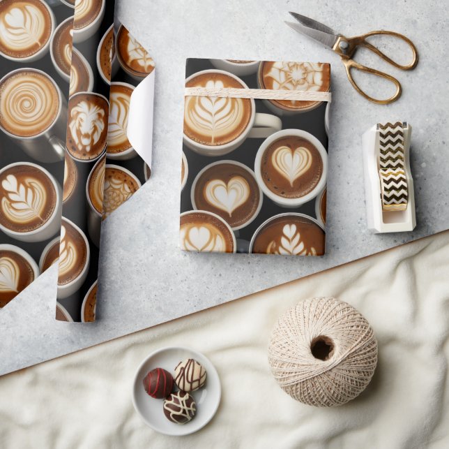 Papier Cadeau Coffee Themed Wrapping Paper (Artisanat)