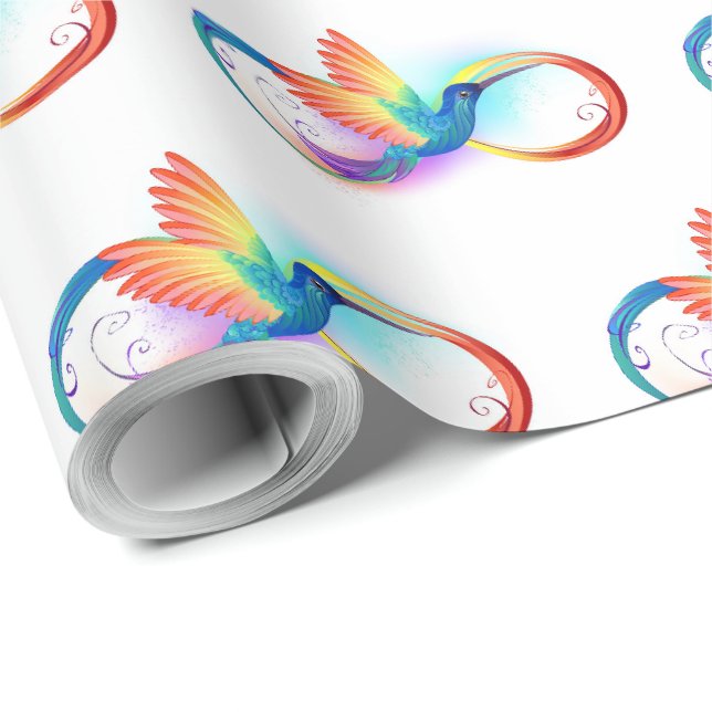 Papier Cadeau Colibri arc-en-ciel avec symbole Infinity (Coin rond)