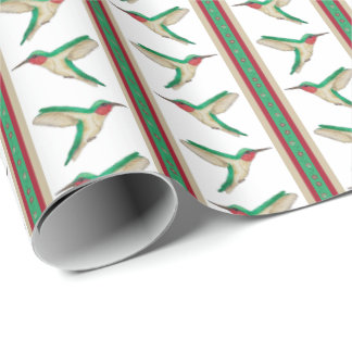 Papier Cadeau Colibri rayé
