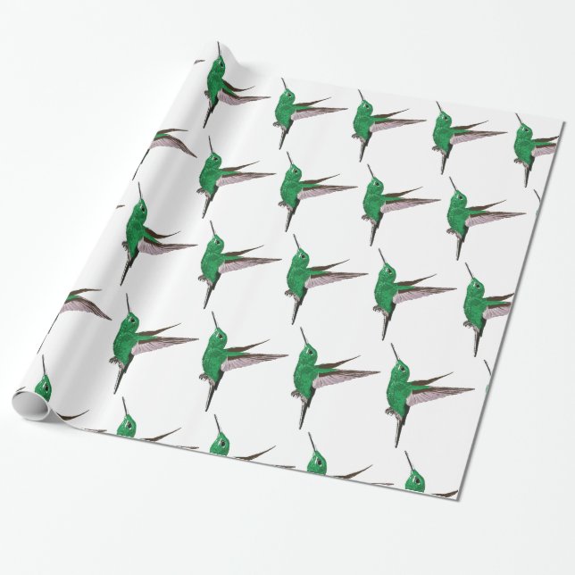 Papier Cadeau Colibri vert (Déroulé)