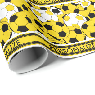 Papier Cadeau Collage de balle de soccer jaune