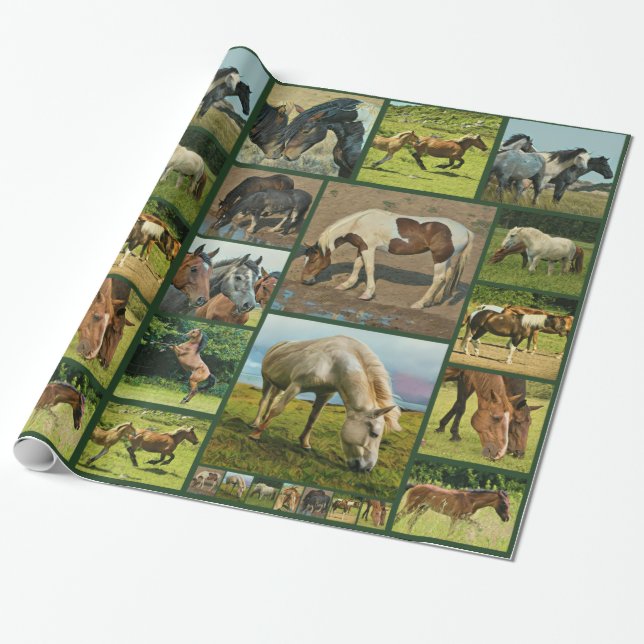 Papier Cadeau Collage de chevaux sauvages (Déroulé)