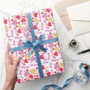 Papier Cadeau Collage de coeur couleur Heureuse Sainte-Valentin