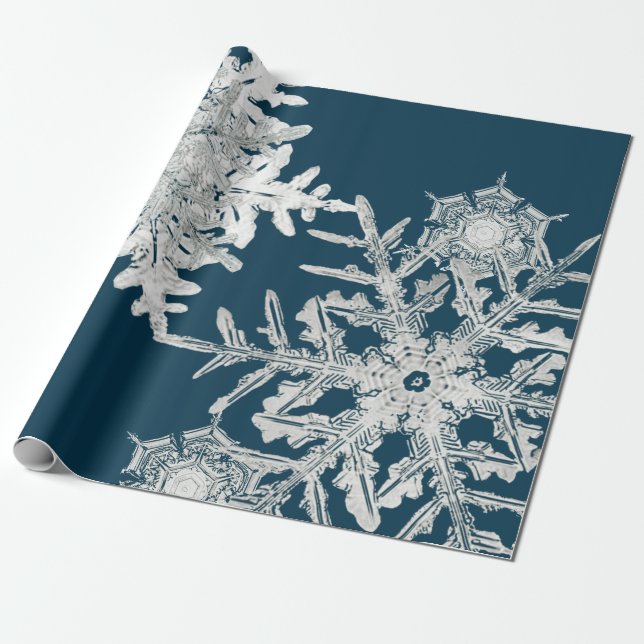 PAPIER CADEAU COLLAGE DE FLOCONS DE NEIGE DE WILSON BENTLEY SUR  (Déroulé)