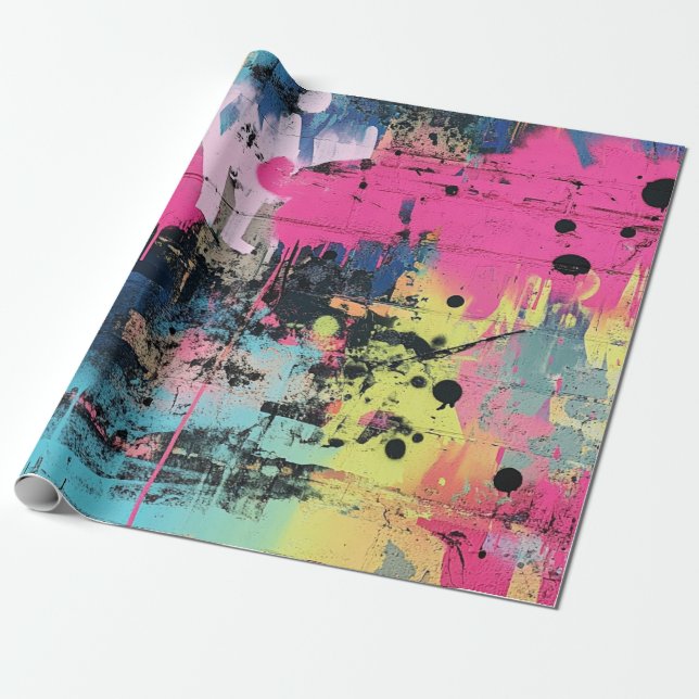 Papier Cadeau Collage de graffiti urbain avec des couleurs vives (Déroulé)