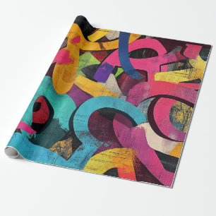 Papier Cadeau Collage de graffiti urbain avec des couleurs vives