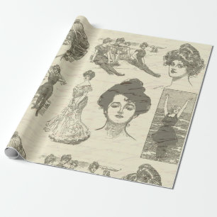 Papier Cadeau Collage de la page de découpage pour filles vintag