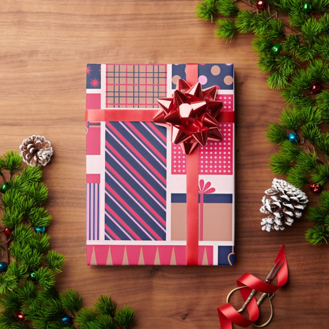 Papier Cadeau 🎄Collage de Noël Classique Festif (Cadeau de vacances)