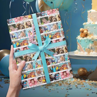 Papier Cadeau Collage de photos d'anniversaire