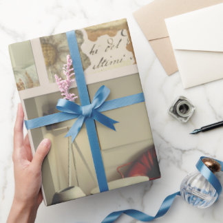 Papier Cadeau Collage de photos minimaliste beige jaune orange p