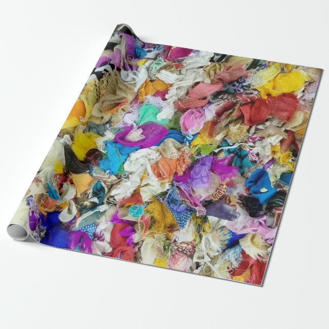 Papier Cadeau collage de tissu coloré (Déroulé)