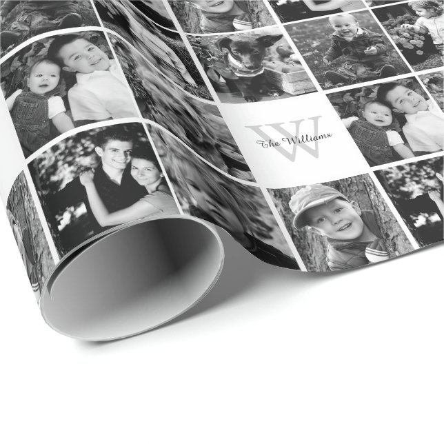 Papier Cadeau Collage fait sur commande de photo de famille (Coin rond)