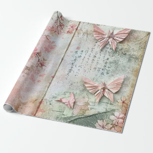 Papier Cadeau Collage Papillon Sakura Vintage