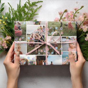 Papier Cadeau Collage photo maman floral   10 photos personnalis