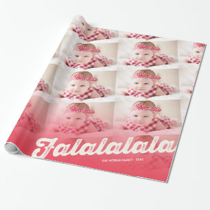 Papier Cadeau Collage rouge de photo de Noël de Falalalala Ombr