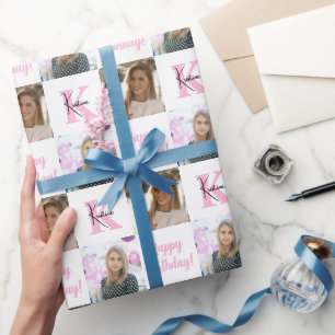 Papier Cadeau Collage tendance d'anniversaire Photo   Cadeau Mon