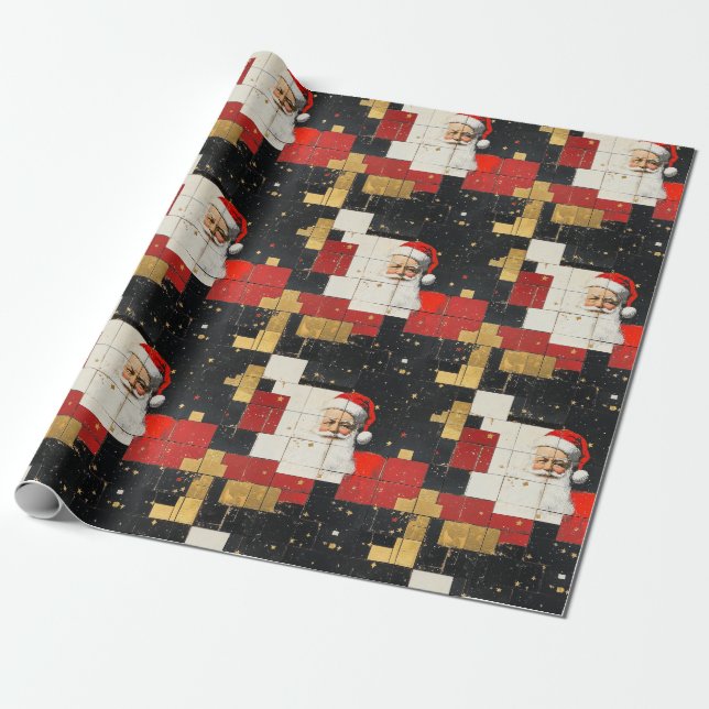 Papier Cadeau Collage vintage du Père Noël (Déroulé)