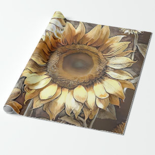 Papier Cadeau Collection Art Moderne Tournesols Sur Le Terrain