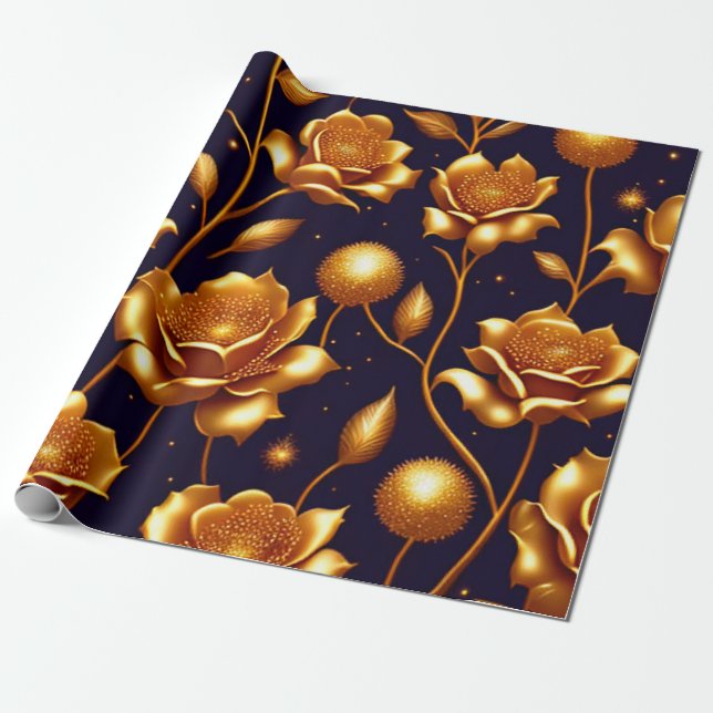 Papier Cadeau Collection Boho Gold Rose de luxe (Déroulé)