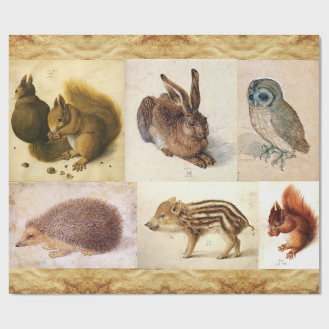 Papier Cadeau COLLECTION D'ART FINE / Dessins Animaux Parchemin (Plat)