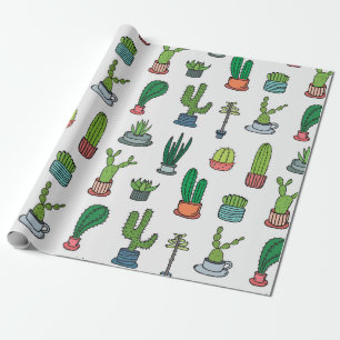 Papier Cadeau Collection de cactus colorés