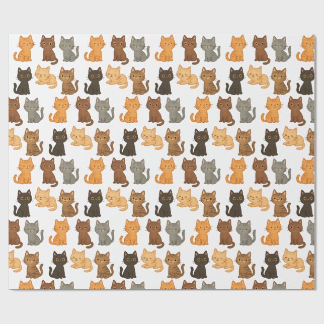 Papier Cadeau Collection de chatons amusants (Plat)