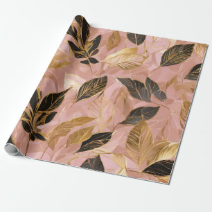 Papier Cadeau Collection de Feuilles Boho Populaire en or rose